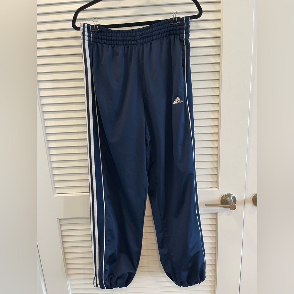 Adidas Sweatpants Blue Navy Athletic Straight Gym Vintage Trefoil SMALL